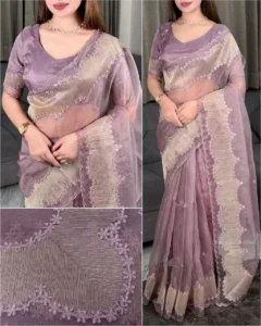 Violin Silk Embroidered Saree