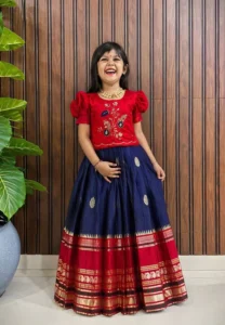 Silk Zari Woven Kids Lehenga
