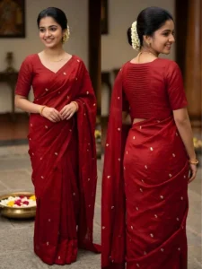 💕💕Fancy crush fabric with handwork Butti Sarees With Blouse Piece💕💕