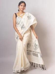Cotton Embroidered Saree with Blouse