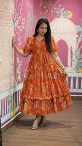 Georgette Floral Gown Dress