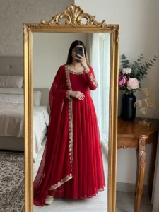 Fox Georgette Embroidered Gown Set
