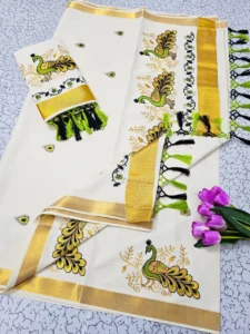 Cotton Embroidered Saree with Blouse