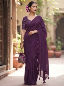 Elegant George Saree with Matching Blouse
