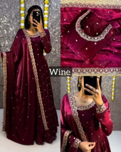 ❤️❤️Trending Space Silk Rich sequence embroidery Gown With Dupatta 💜💜