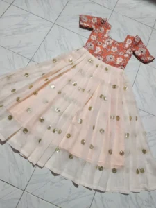🌸🌸Pure Georgette Girls Silk Embroidery Gown🌈🌈