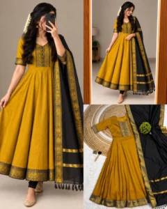 Silk Cotton Anarkali Set