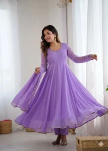 👑🌸Premium Georgette Minnale Anarkali Set With Bottom & Dupatta🌸👑