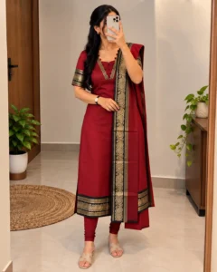 Silk Cotton Kurti Set with Dupatta