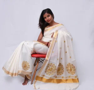 Cotton Embroidered Saree with Blouse