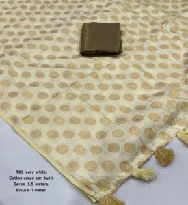 Cotton Crape Saree with Blouse