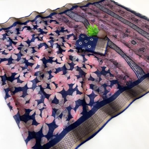 Slub Cotton Saree with Blouse