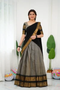 🌈🌈Evergreen Beautiful Kanjivaram Half-Saree Set🥻🥻
