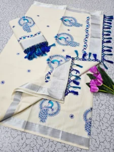 Cotton Embroidered Saree with Blouse