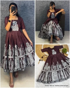 👸👸Trending Kalamkari khalahasti Pure Cotton Printed kota Maxi Gown👑👑
