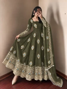 Fendy Silk Embroidered Gown