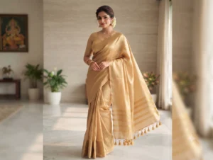 Gold Tissue Saree with Blouse
