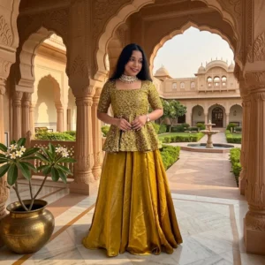 Space Silk Peplum Lehenga Set
