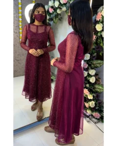 👑👑Insta Viral Galaxy 2-Piece Set With Shining inner Gown with a beautifully beaded outer coat👑👑