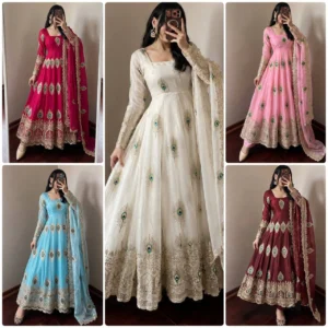 Fendy Silk Gown with Dupatta