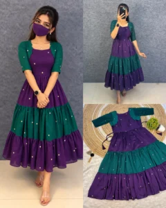 Vichitra Silk Embroidered Maxi Gown