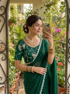 Satin Silk Saree with Blouse