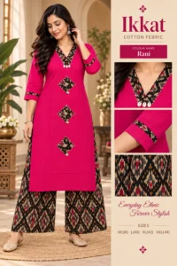 Cotton Ikkat Co-ord Set for Women