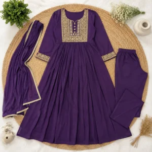 Mehrab Designer Anarkali Suit Set with Gold Embroidery